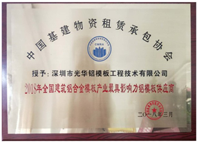 2018年全国建筑铝合金模板产业最具影响力铝模板供应商